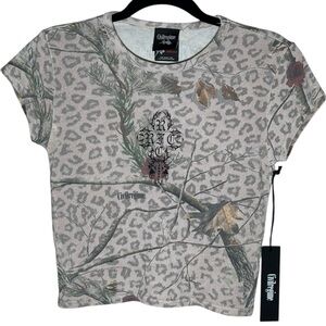 NWT Civil Regime Real Leopard Camo Cropped Tee